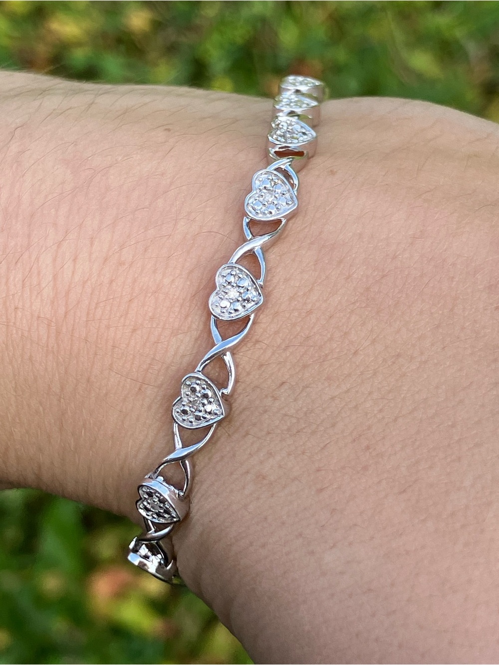 Natural White Diamond Sterling Silver Tennis Bracelet Size 7.25